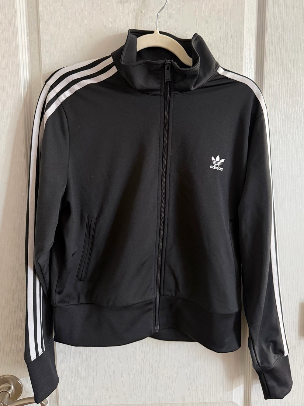 adidas Black Track Jacket with White Three-Stripes
